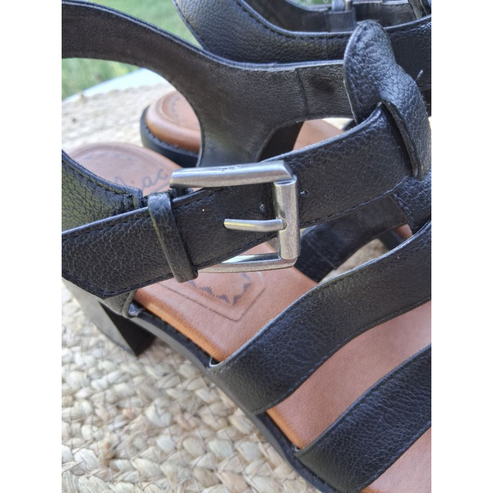 Zodiac Boho Black Tan Block Heel Gladiator Sandals US 8 Festival Summer - Picture 9 of 15